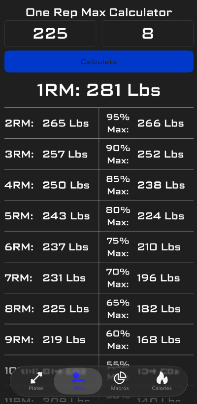 One Rep Max Calculator